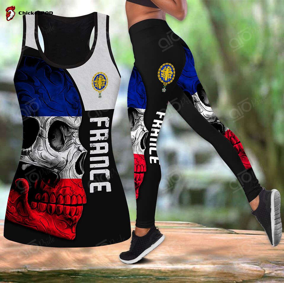 Sport Gift – France Skull 3D Woman Tank Top Or Legging