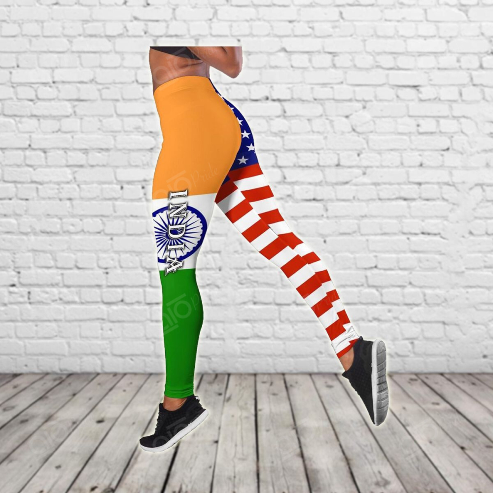 Sport Gift – India – America Flag Hollow Tank Top or Legging