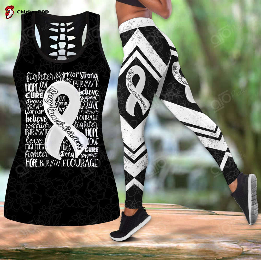 Sport Gift – Lung Cancer Ribbon Hollow Tank Top or Legging