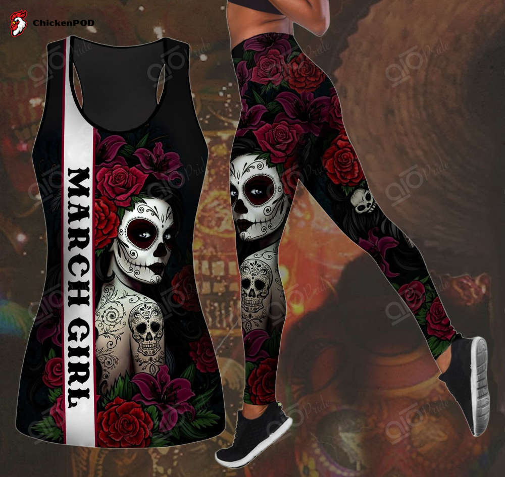 Sport Gift – March Girl – Roses Woman Tank Top Or Legging