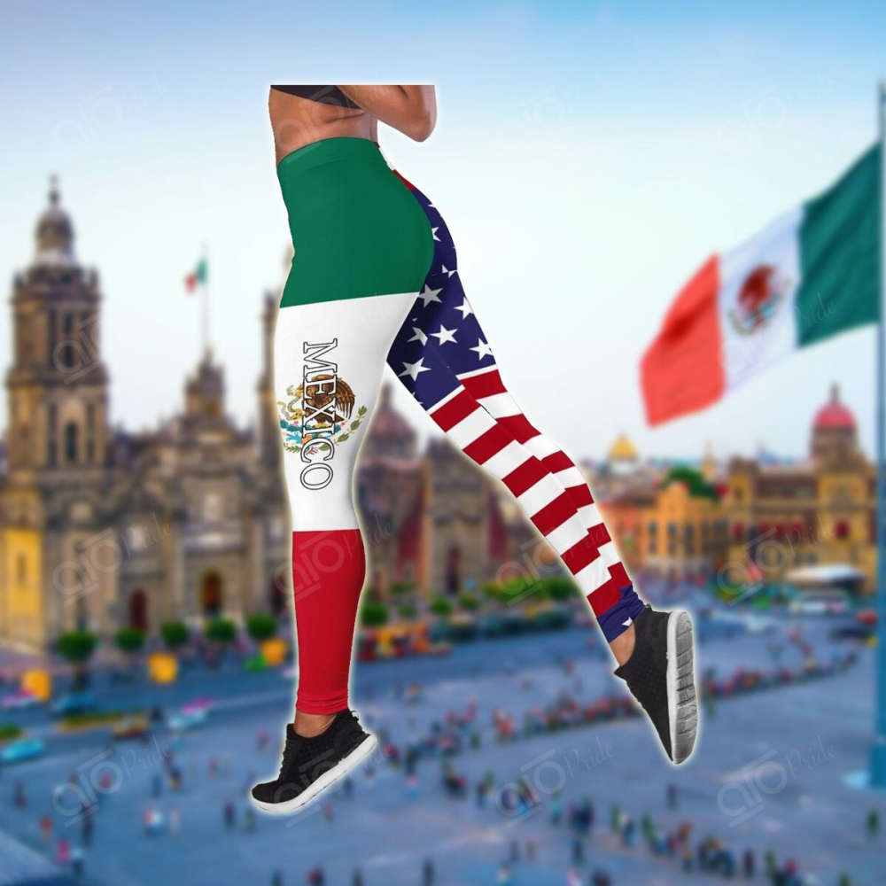 Sport Gift – Mexico – America Flag Hollow Tank Top or Legging