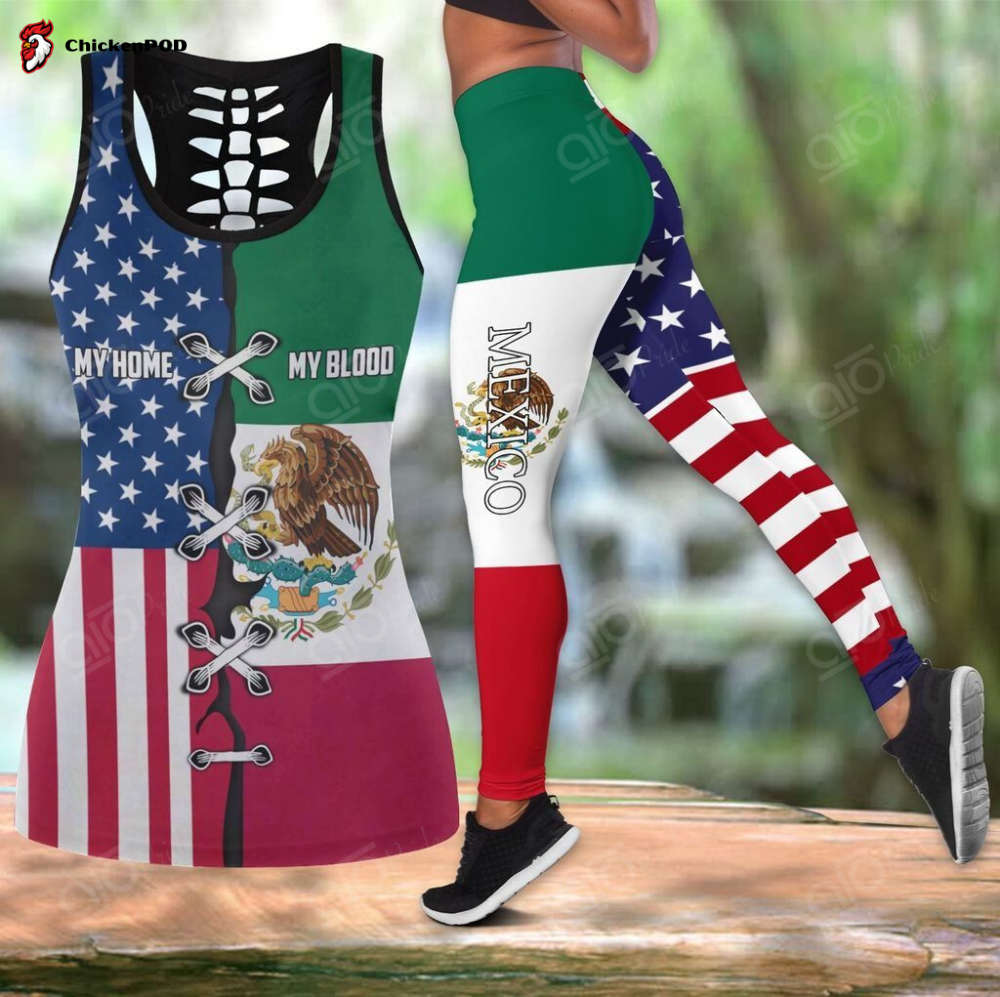 Sport Gift – Mexico – America Flag Hollow Tank Top or Legging