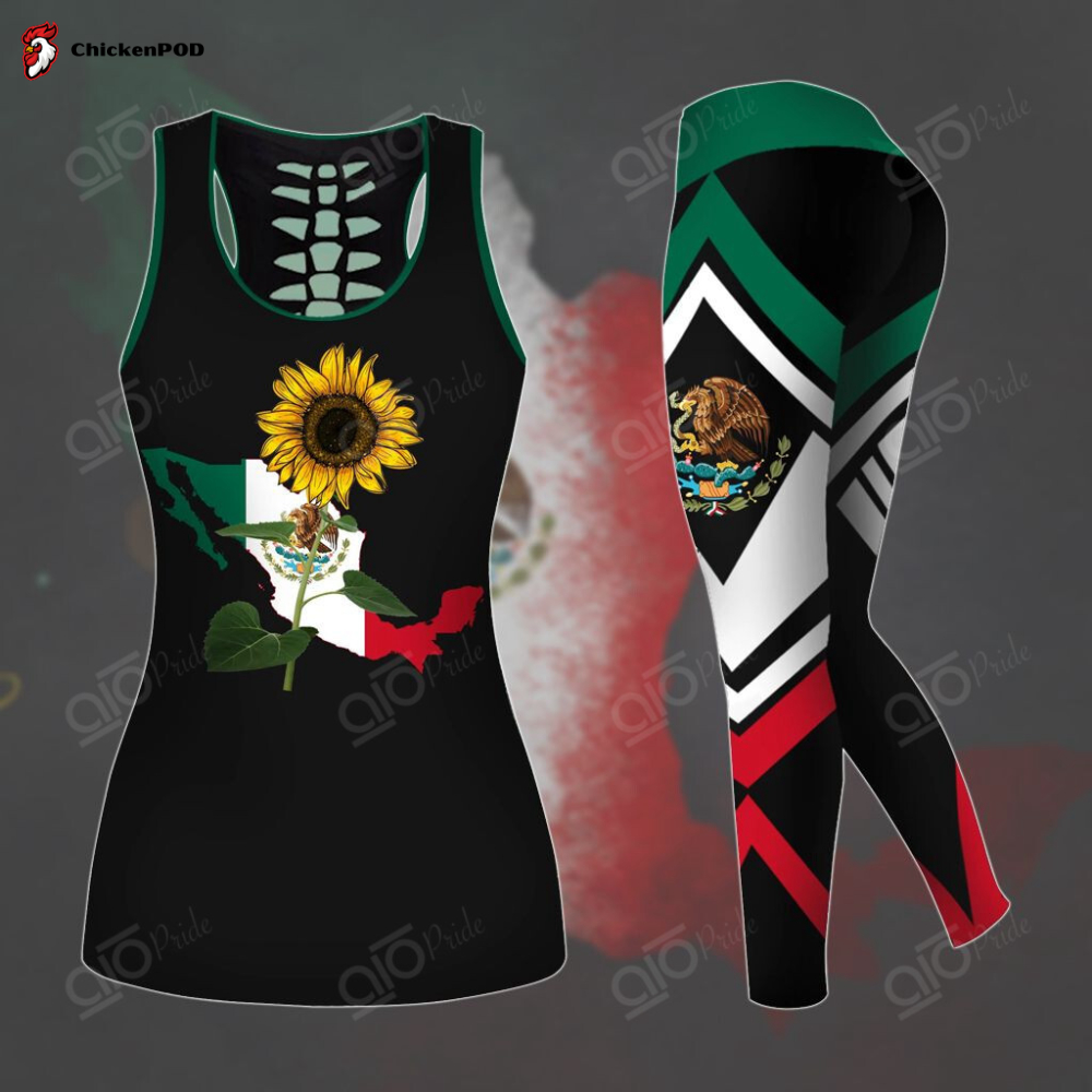 Sport Gift – Mexico Map Sunflower Hollow Tank Top or Legging