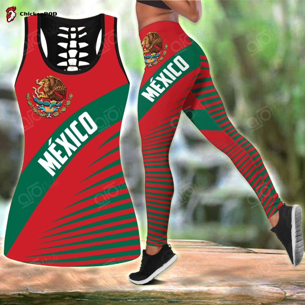 Sport Gift – Mexico – America Flag Hollow Tank Top or Legging