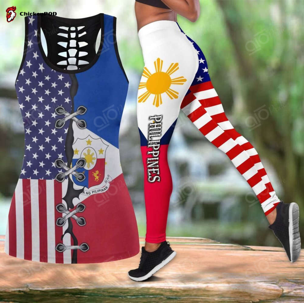 Sport Gift – Philippines – America Flag Hollow Tank Top or Legging