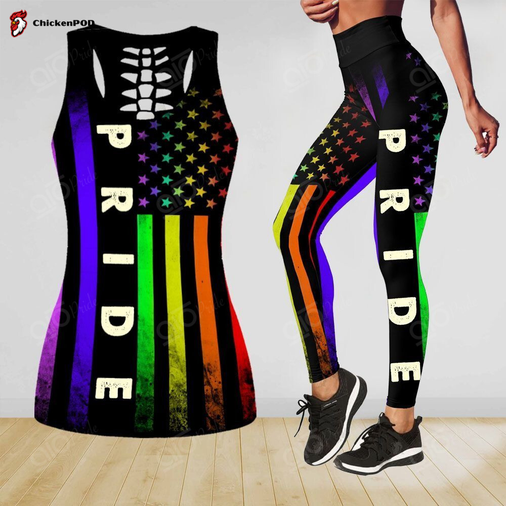 Sport Gift – US Pride Flag Hollow Tank Top or Legging