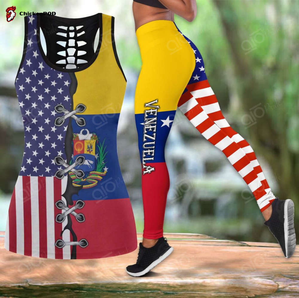 Sport Gift – Venezuela – America Flag Hollow Tank Top or Legging