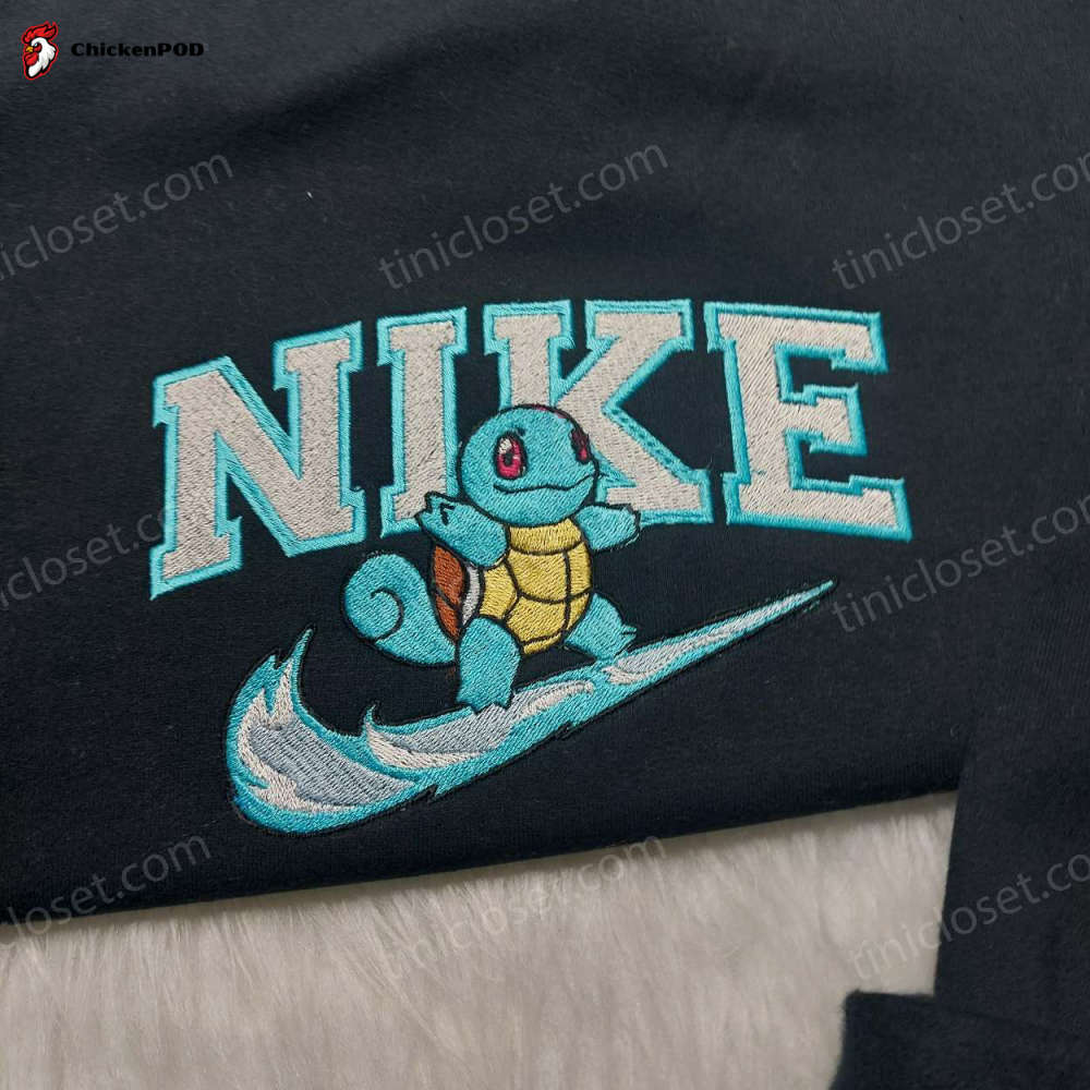 Get Your Squirtle Nike Embroidered Sweatshirt & Pokemon Shirt – Perfect Anime Fan Gifts