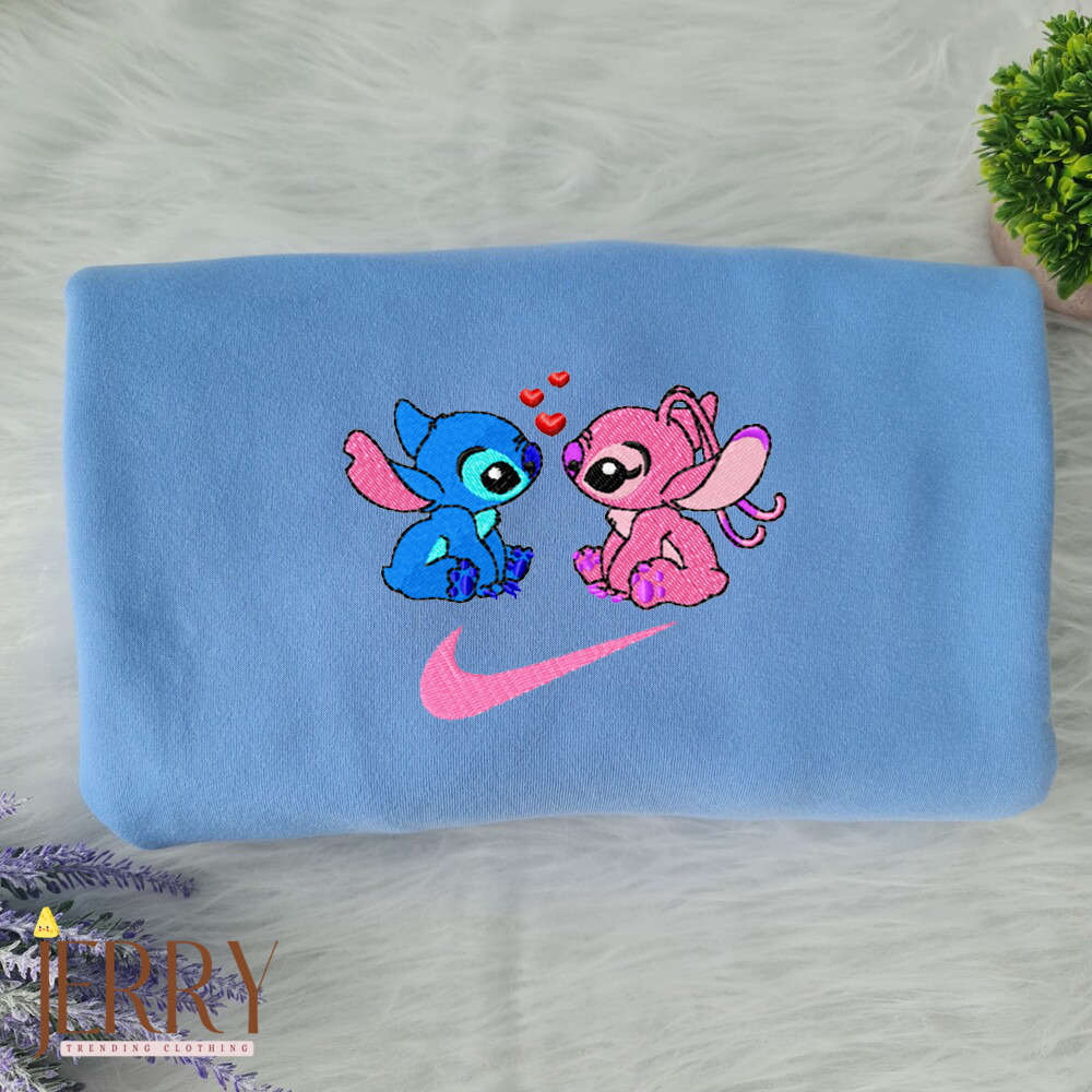 Disney Nike Embroidered Sweatshirt: Stitch and Angel in One – Unique and Cozy!