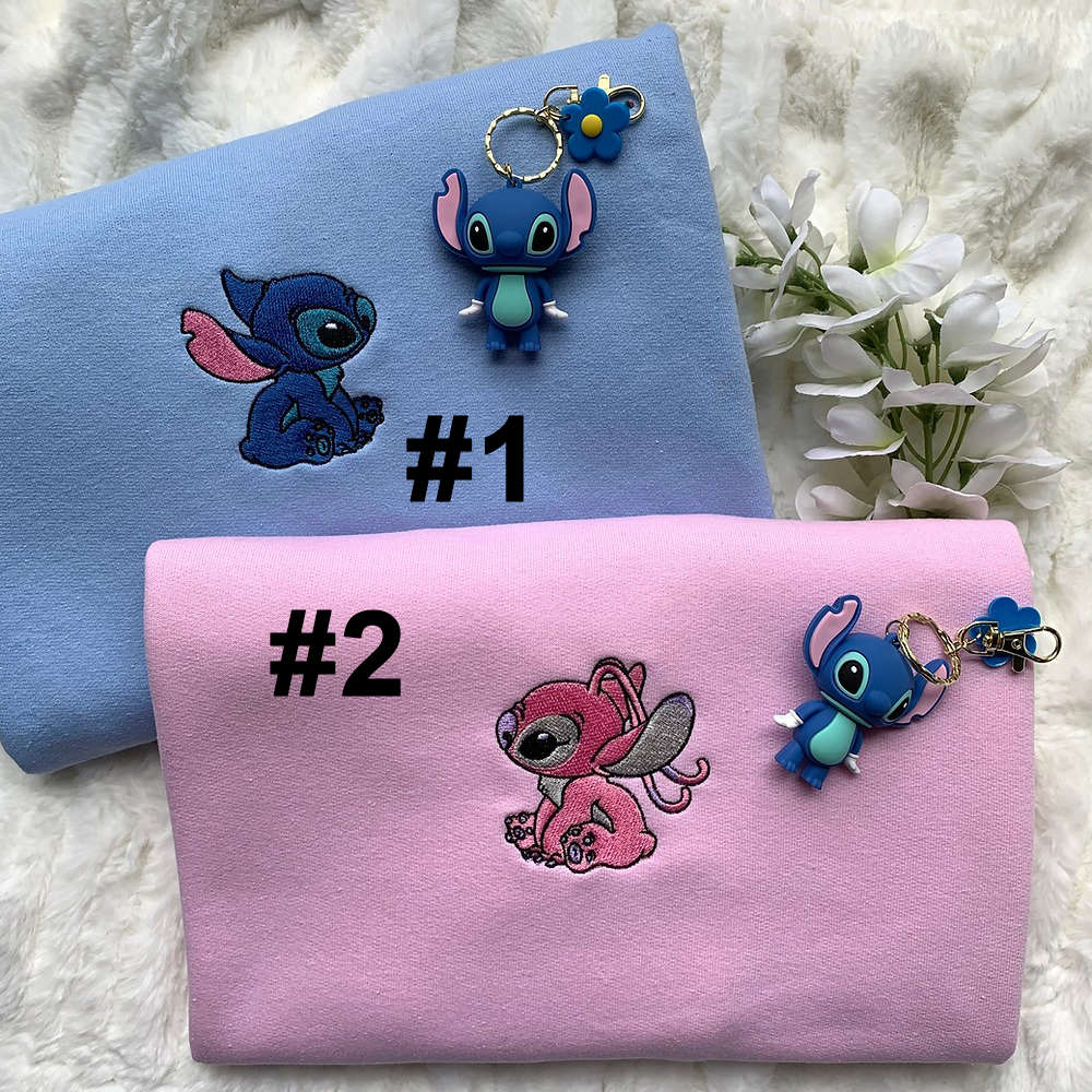 Disney Embroidered Sweatshirts: Stitch and Angel Collection – Cozy and Stylish Apparel