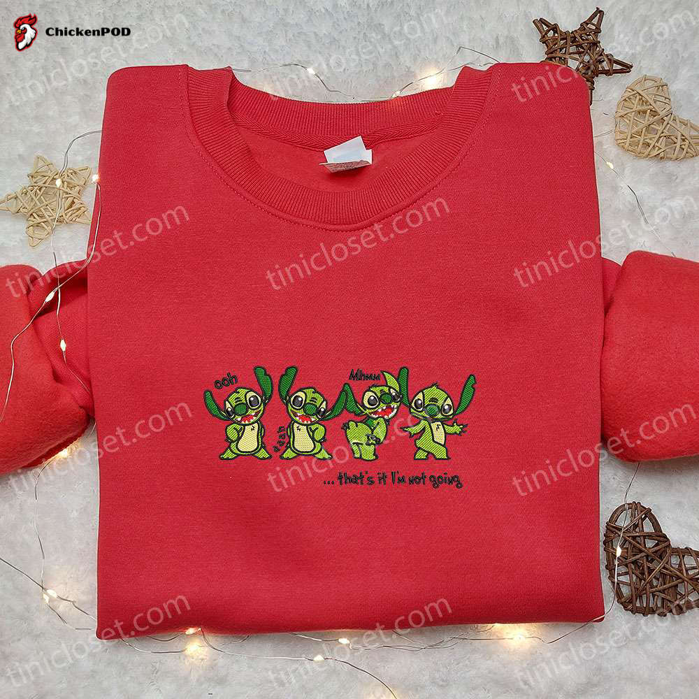 Grinch Embroidered Shirt & Hoodie: Perfect Christmas Gift for Stitch Lovers!