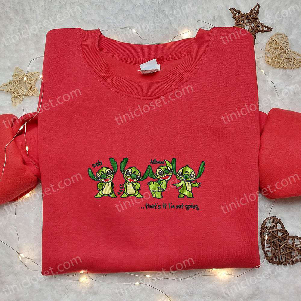 Grinch Embroidered Shirt & Hoodie: Perfect Christmas Gift for Stitch Lovers!