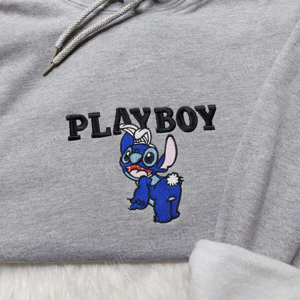 Playboy & Disney Embroidered Shirts: Stitched Sweatshirt & Cute Hoodie