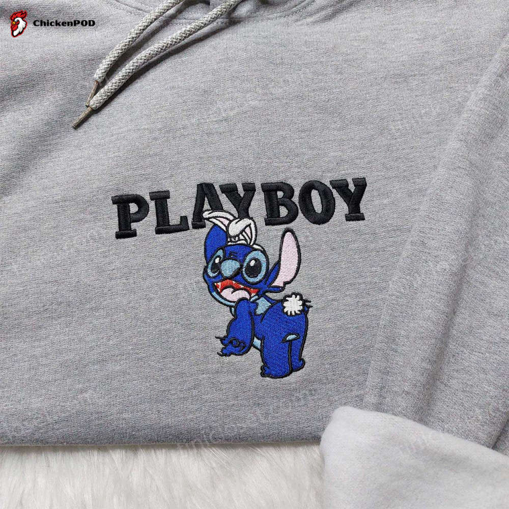 Playboy & Disney Embroidered Shirts: Stitched Sweatshirt & Cute Hoodie