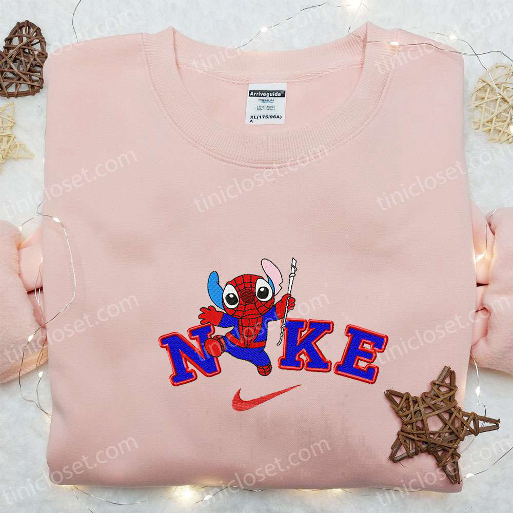 Spider-Man x Nike Cartoon Embroidered Shirt: Lilo and Stitch Design Perfect Family Gift