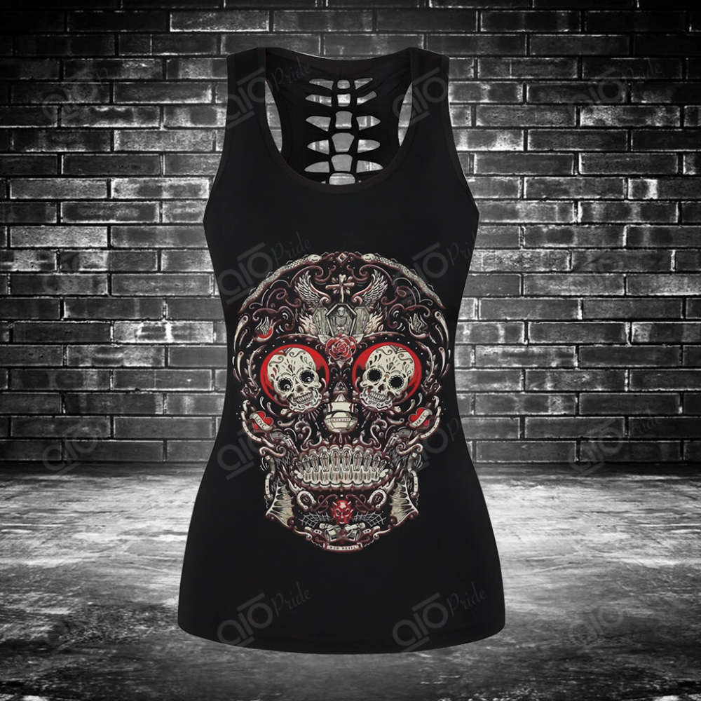 Sugar Skull Hollow Tank Top Or Legging