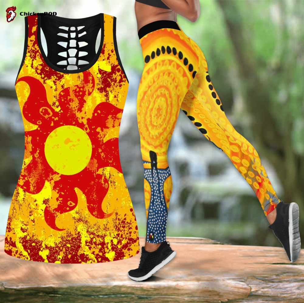 Aboriginal Flag Kangaroo Sunset Glow Combo Legging Tank