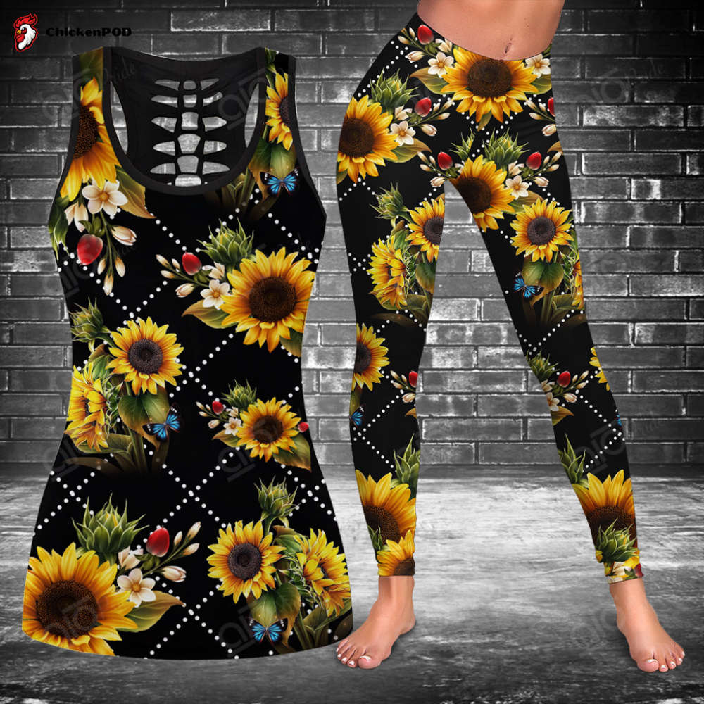 Sunflowers 3D Hollow Tank Top Or Legging