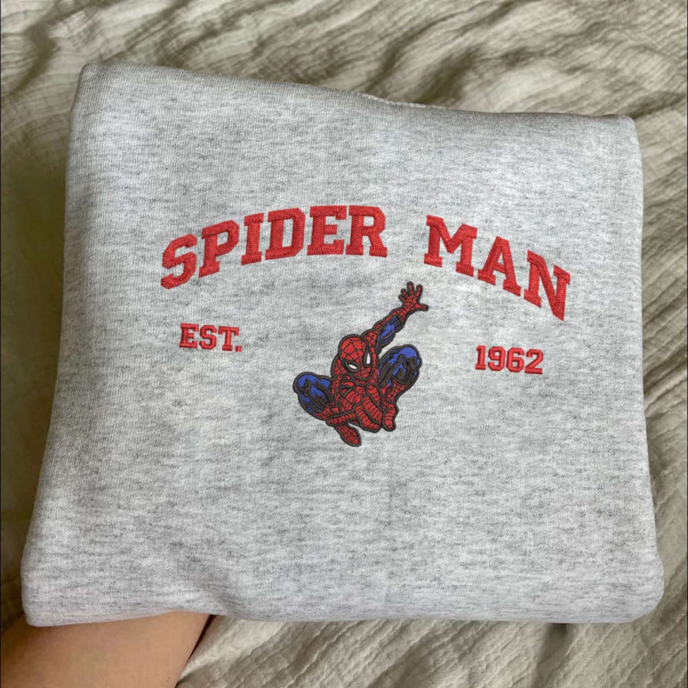 Superhero Spiderman Embroidered Shirt – Trending Cartoon Sweatshirts Crewneck & Hoodie