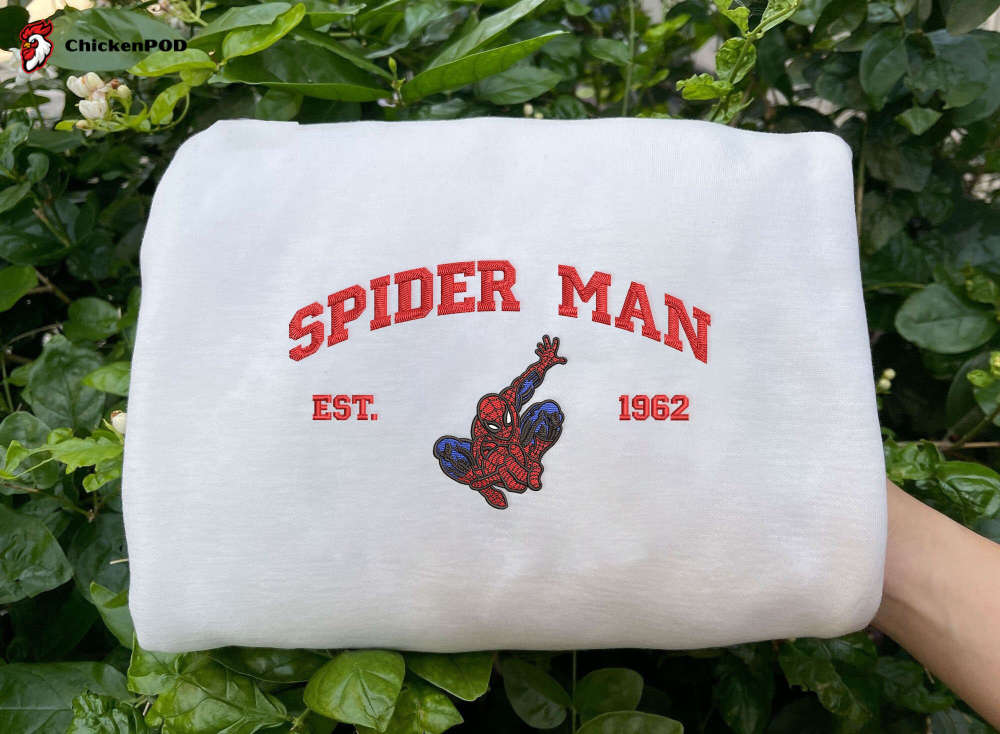 Superhero Spiderman Embroidered Shirt – Trending Cartoon Sweatshirts Crewneck & Hoodie