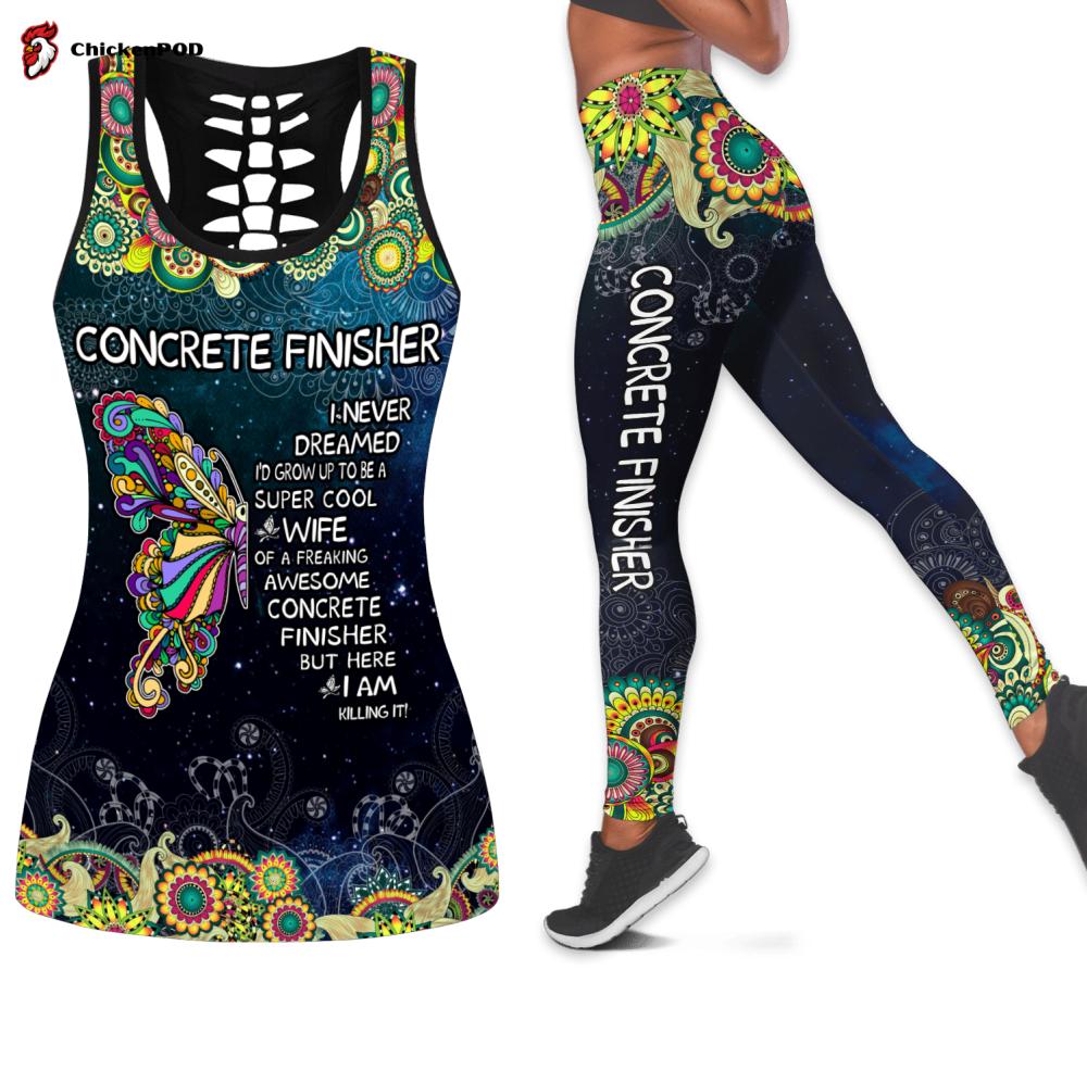 Supper cool wife of Concrete Finisher butterfly pattern combo legging hollow tank