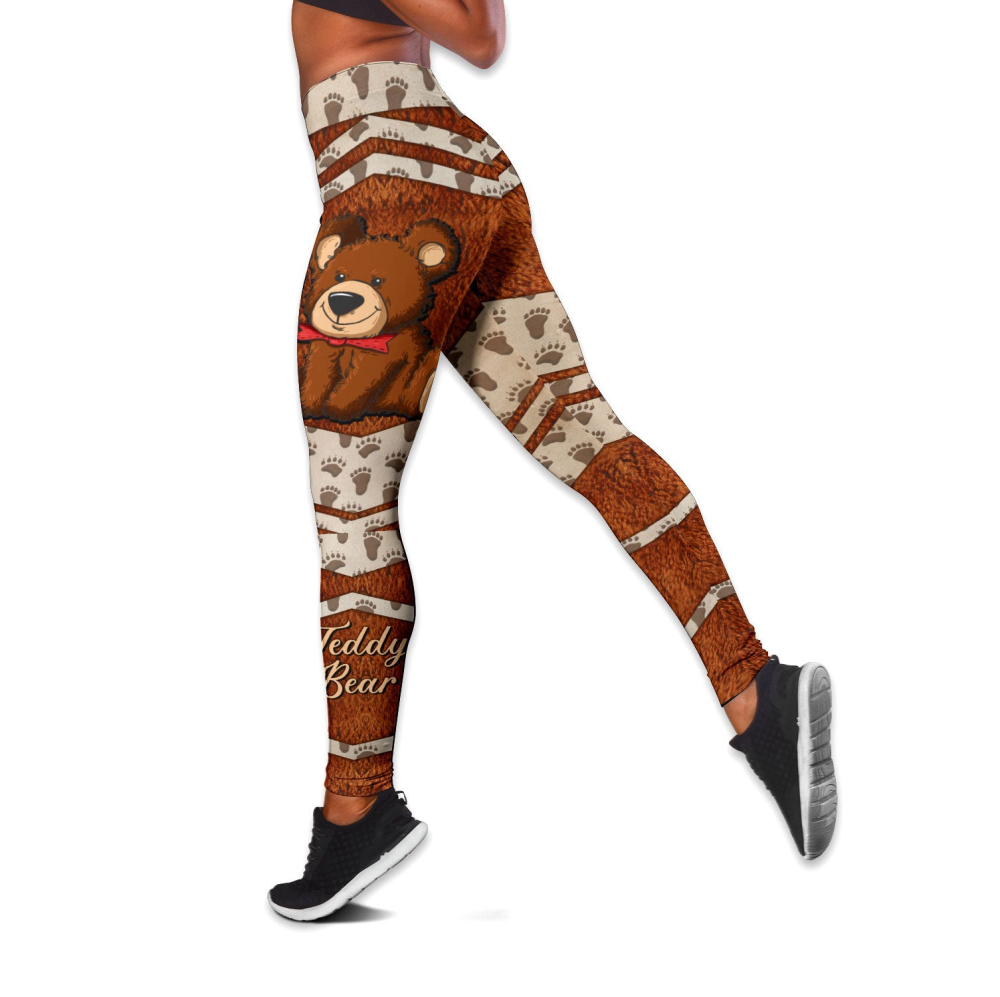 Teddy Bear Paws All Over Printed Combo Legging + Tanktop