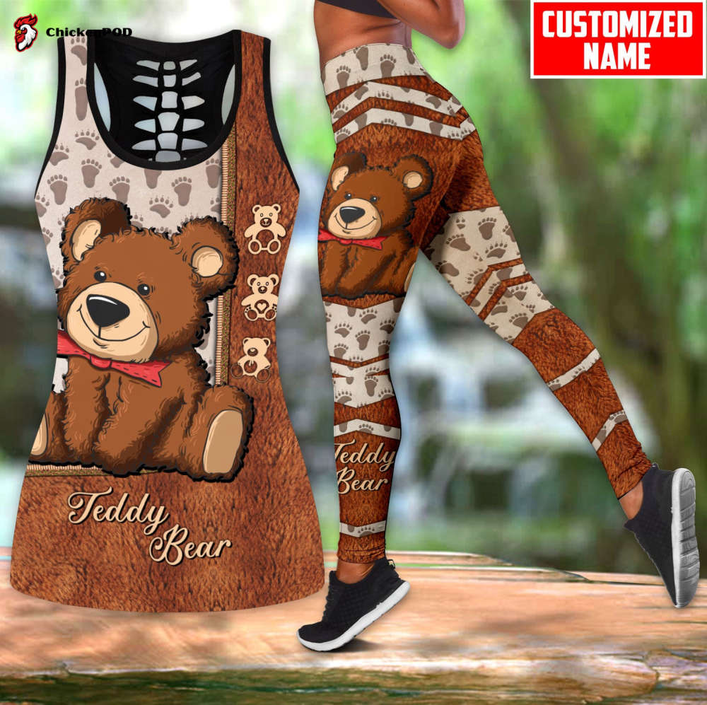 Teddy Bear Paws All Over Printed Combo Legging + Tanktop