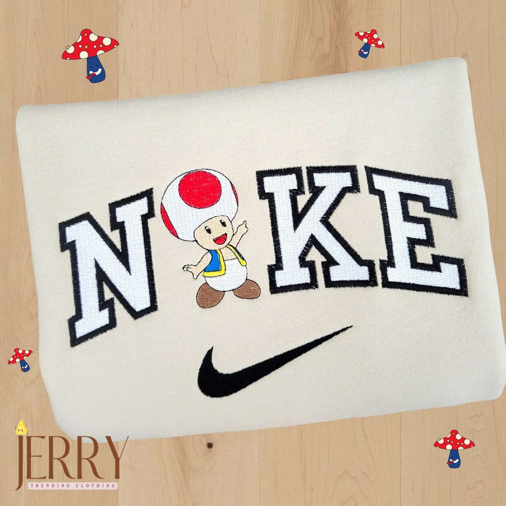 Exclusive Toad Mario Nike Sweatshirt with Embroidered Design – Limited Edition