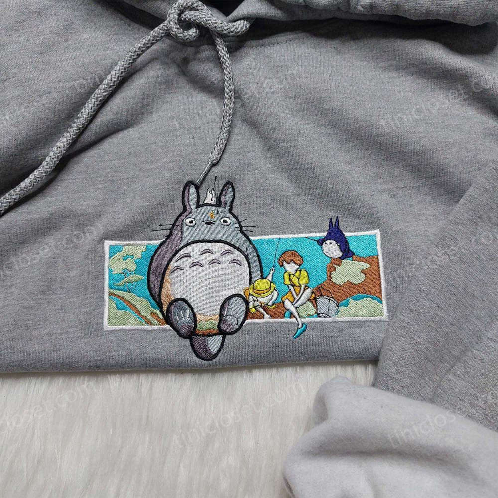 Adorable Totoro Embroidered Shirt Hoodie & Cute Sweatshirts: Must-Have Studio Ghibli Apparel!