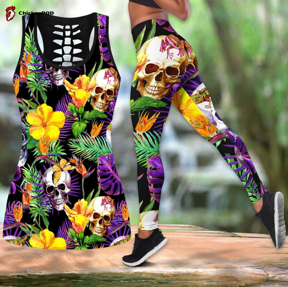 Tropical Skull  tanktop & legging outfit For Women Sport Gifts