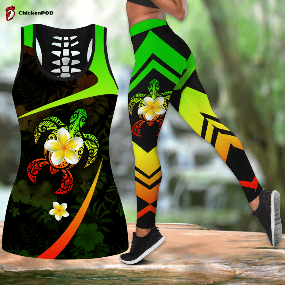 Turtle Polynesian Hawaii 3D Over Printed Legging & Tank Top