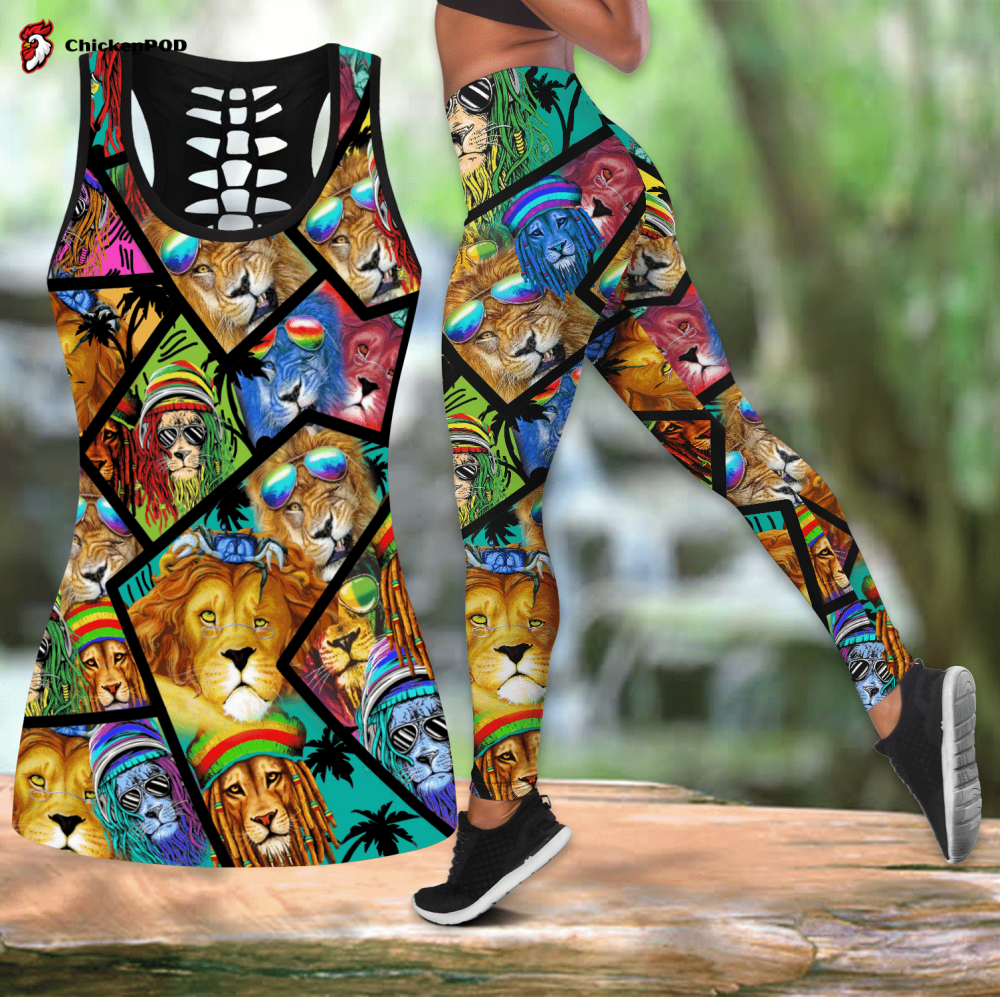 Twenty Shades of Lion Legging + Hollow tank combo for Women