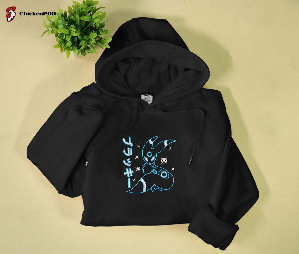 Dark Umbreon Embroidered Hoodie – Unique Sweatshirt Gift