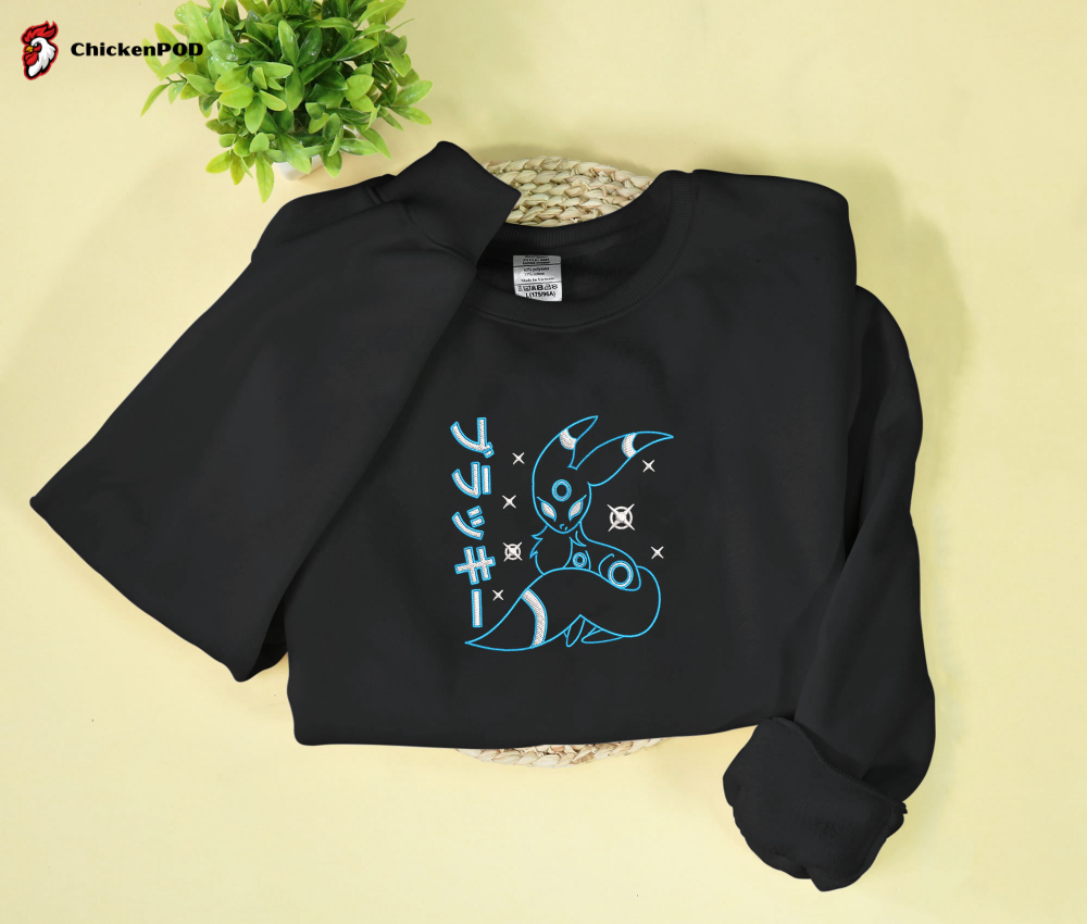 Dark Umbreon Embroidered Sweatshirt: Anime Gift for Umbreon Lovers