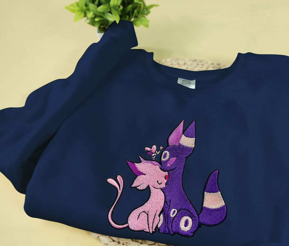 Umbreon Espeon Embroidered Sweatshirt – Anime Gifts for Christmas & Birthdays