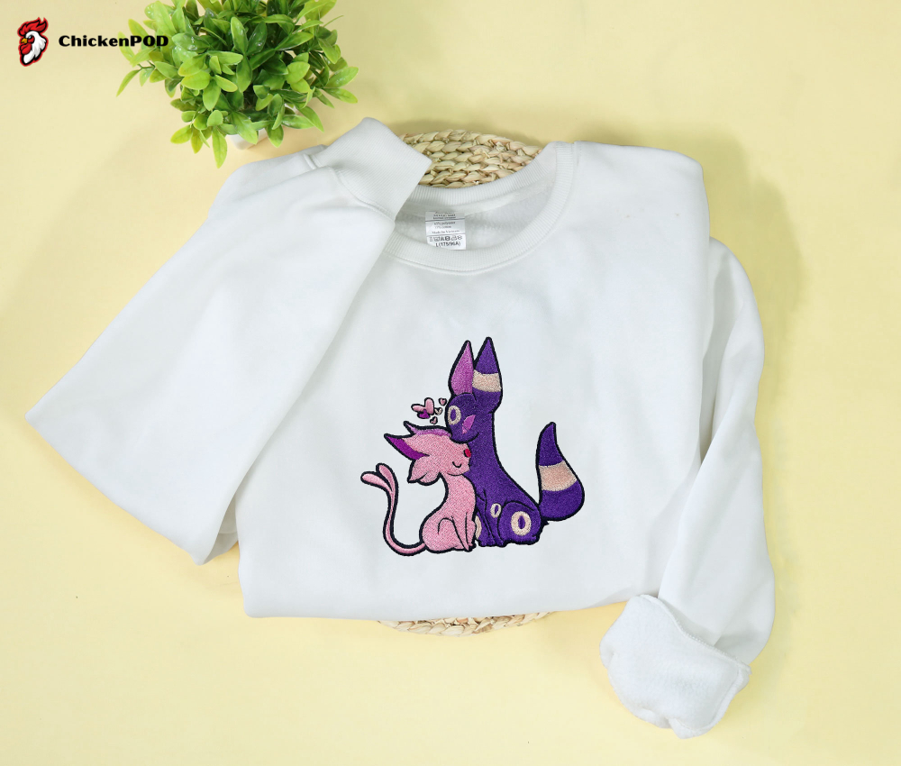 Umbreon Espeon Embroidered Sweatshirt – Perfect Anime Gift for Christmas Birthday & Valentine s Day