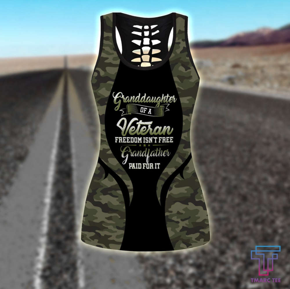 US Veteran Granddaughter Combo (Legging+Tank) For Women Sport Gifts Proud Military