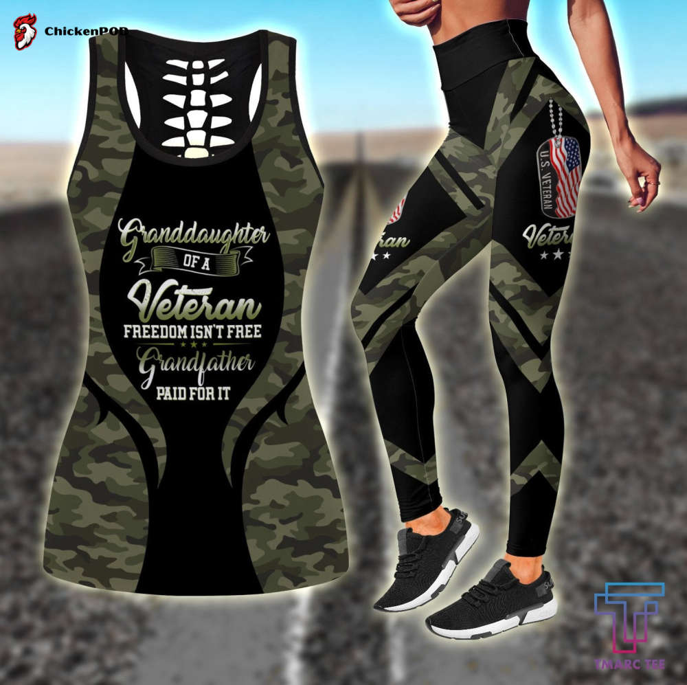 US Veteran Granddaughter Combo (Legging+Tank) For Women Sport Gifts Proud Military