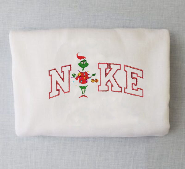 Vintage Red Nike Grinch Christmas Sweatshirt: Festive Embroidered Sweater for Holiday Cheer