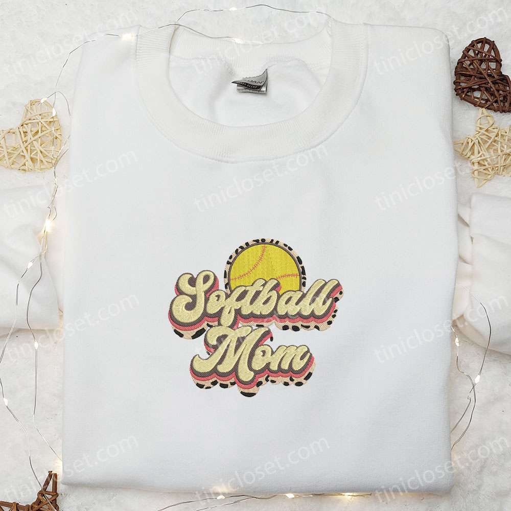 Vintage Softball Mom Embroidered Shirt & Hoodie: Perfect Mother s Day Gift Idea for Sports Enthusiasts