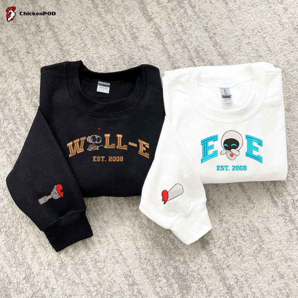 Walle Eve Couple Embroidered Sweater: Trending Cartoon Sweatshirts Vintage Valentine Gift