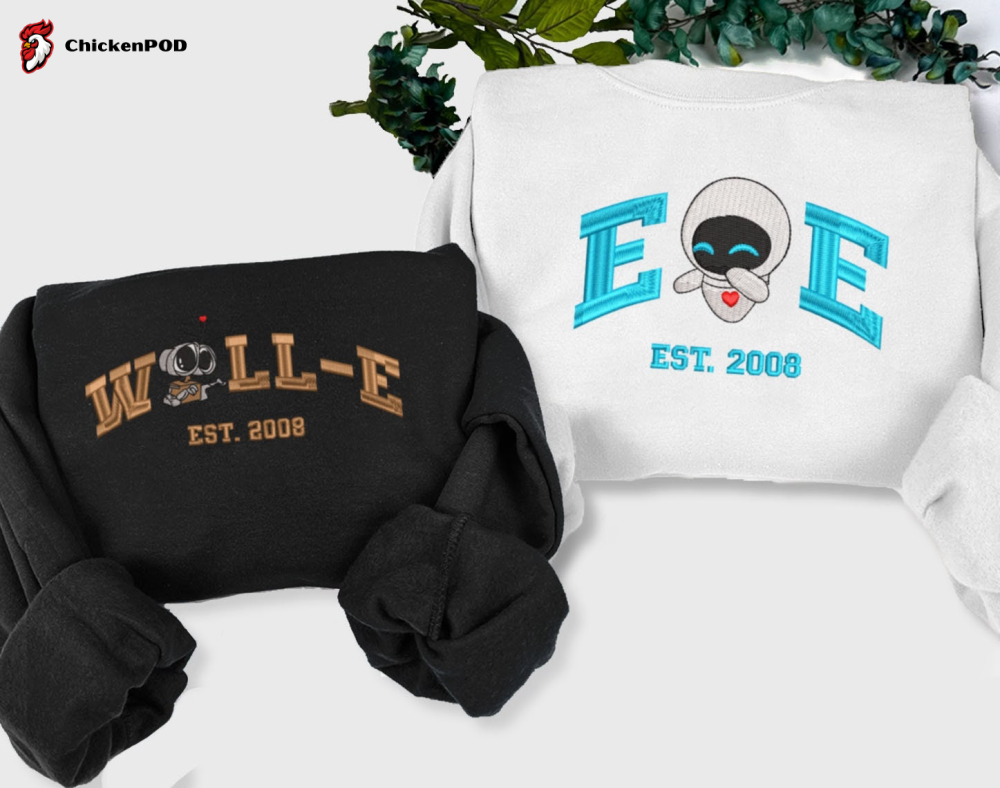 Walle Eve Couple Embroidered Sweater: Trending Cartoon Sweatshirt Vintage Valentine Gift