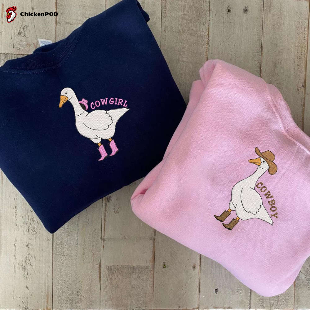 Western Silly Goose Embroidered Sweatshirts – Retro Cowboy & Cowgirl Duck Shirts