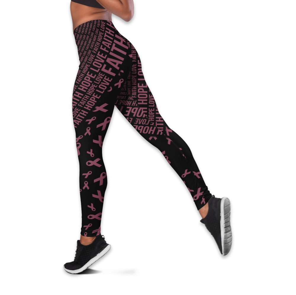 Wolf Breast Cancer Warrior Faith Hope Love Pink Ribbon All Over Printed Combo Legging Tanktop