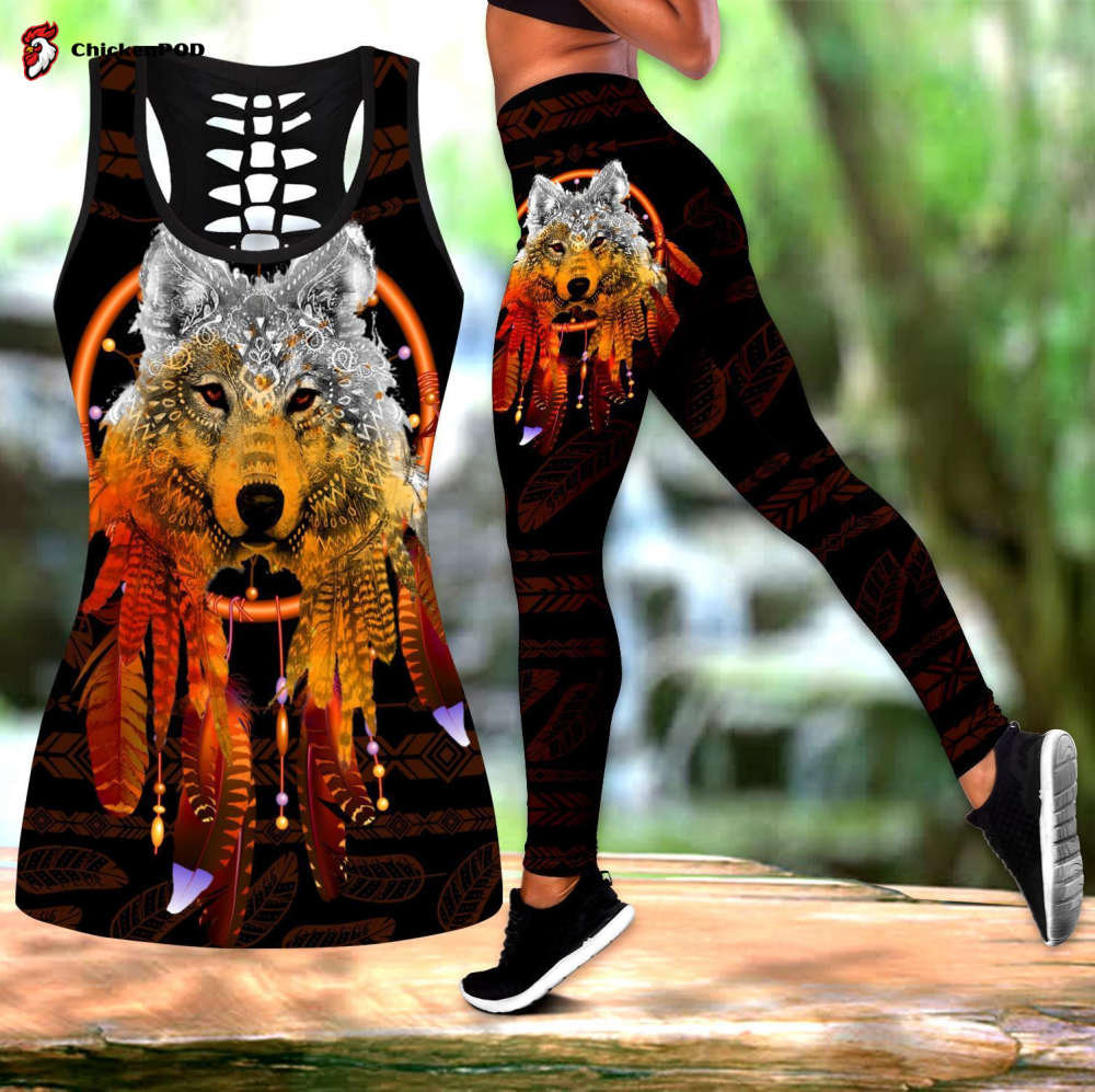 Wolf Native 3D Over Printed Legging & Tank top-ML