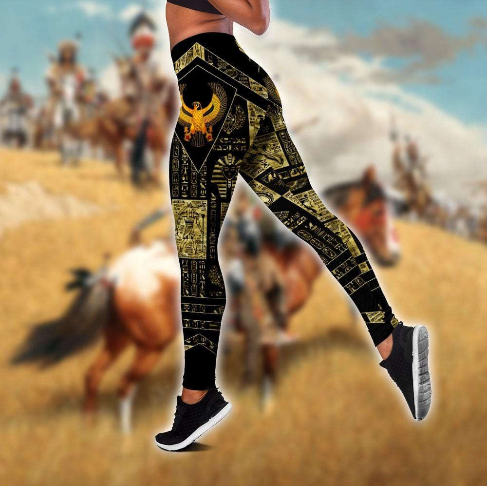 Wondeful Eagle Ancien Egypt tattoos Legging + Hollow tank combo For Women Sport Gifts