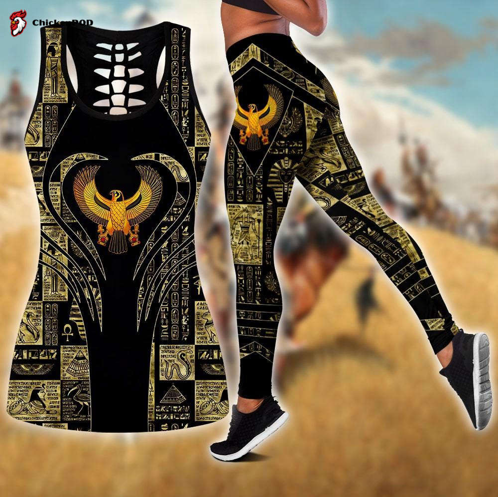 Wondeful Eagle Ancien Egypt tattoos Legging + Hollow tank combo For Women Sport Gifts