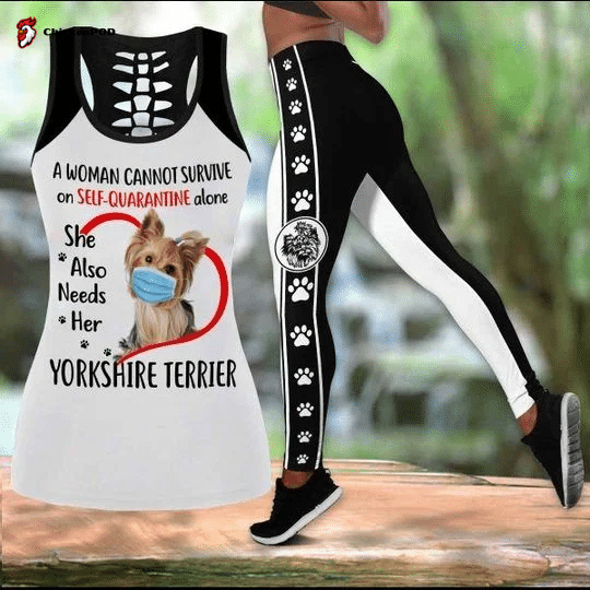 Yorkshire Terrier Dog COMBO TANK+LEGGING Outfit For Women Sport Gifts PL