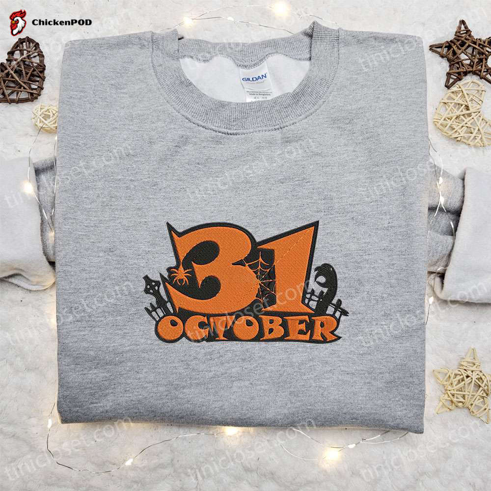 Halloween Embroidered Sweatshirt & Hoodie: Perfect October Party Night Attire Ideal Gifts For Family