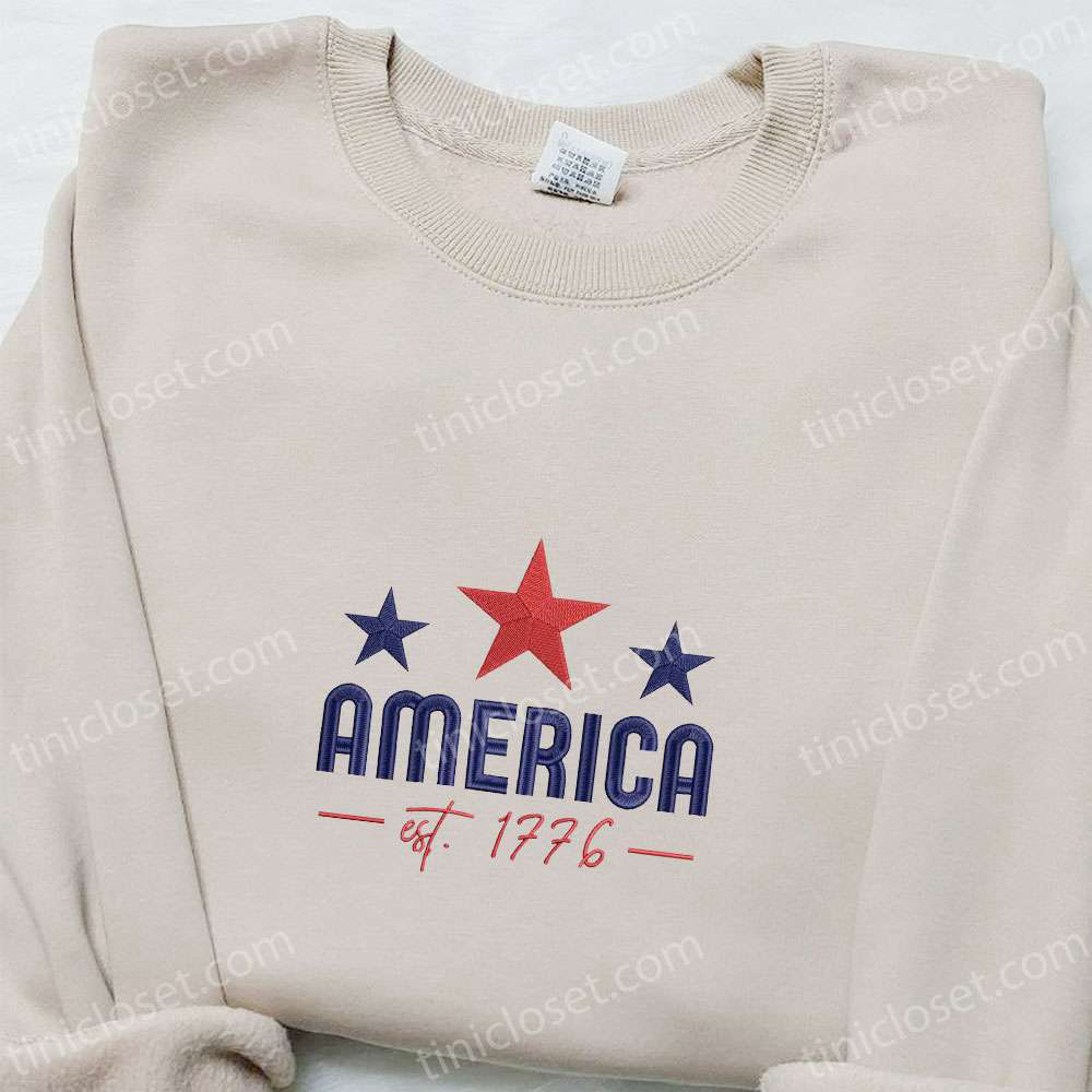 4th of July Embroidered Shirt: Celebrate America Est 1776 Limited Edition